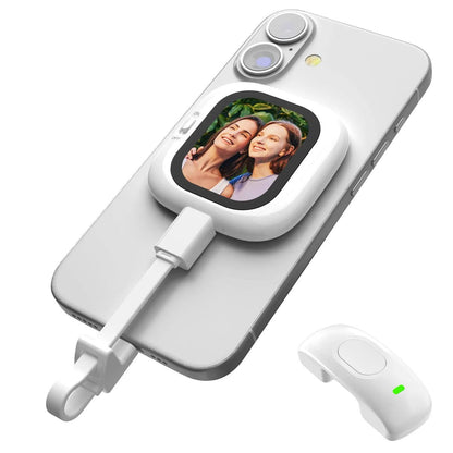 SelfieSight : Mini Vlogging Selfie Display for iPhone – Wired Rear Camera Monitor with Bluetooth Remote