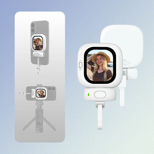 SelfieSight : Mini Vlogging Selfie Display for iPhone – Wired Rear Camera Monitor with Bluetooth Remote